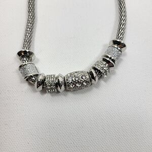 Catherines Charm Necklace Silver Tone Rhinestone‎ Accent Chain Necklace new